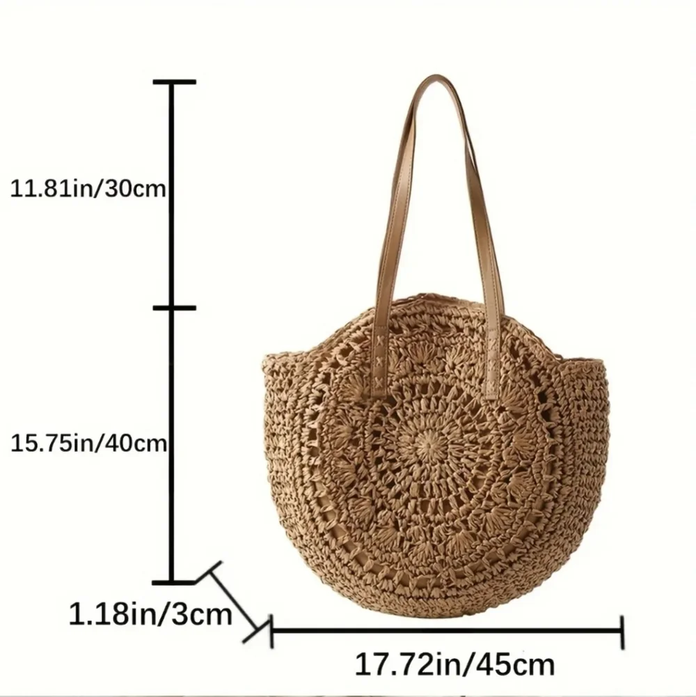 Straw Woven Tote Bag Double Handle